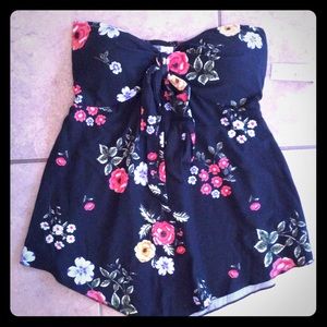 CUTE strapless Sz M floral peasant tunic top! NWT